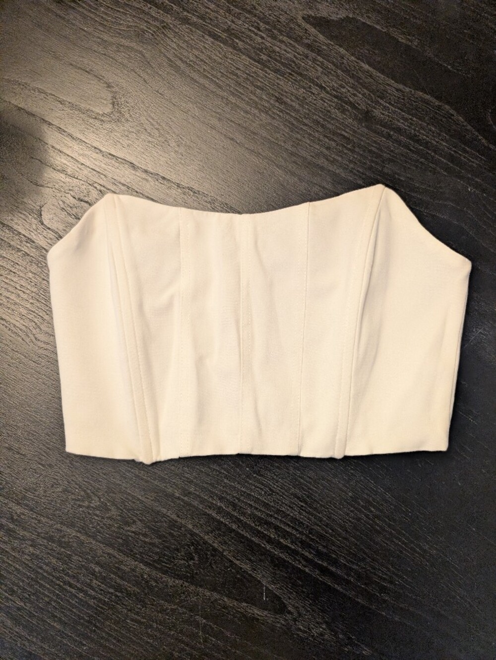 MABLE Cream Strapless Bandeau Corset Top
